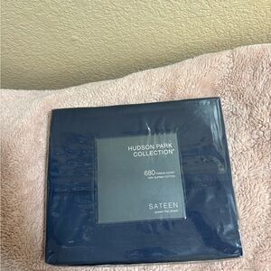 Hudson Park Collection Navy Flat Sheet